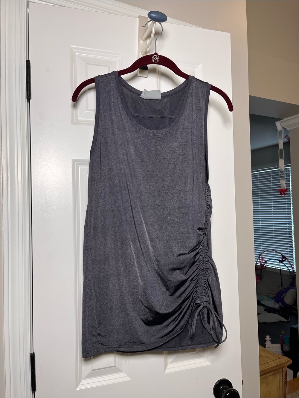 Athleta Heather Slate Side Ruch Tank Top M Activewear Workout Athleisure